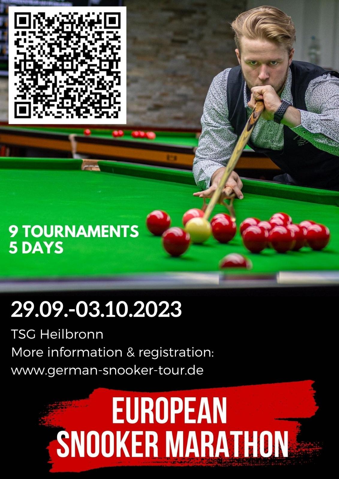 EUROPEAN SNOOKER MARATHON 2023 @ Billardzentrum am Pfühlpark